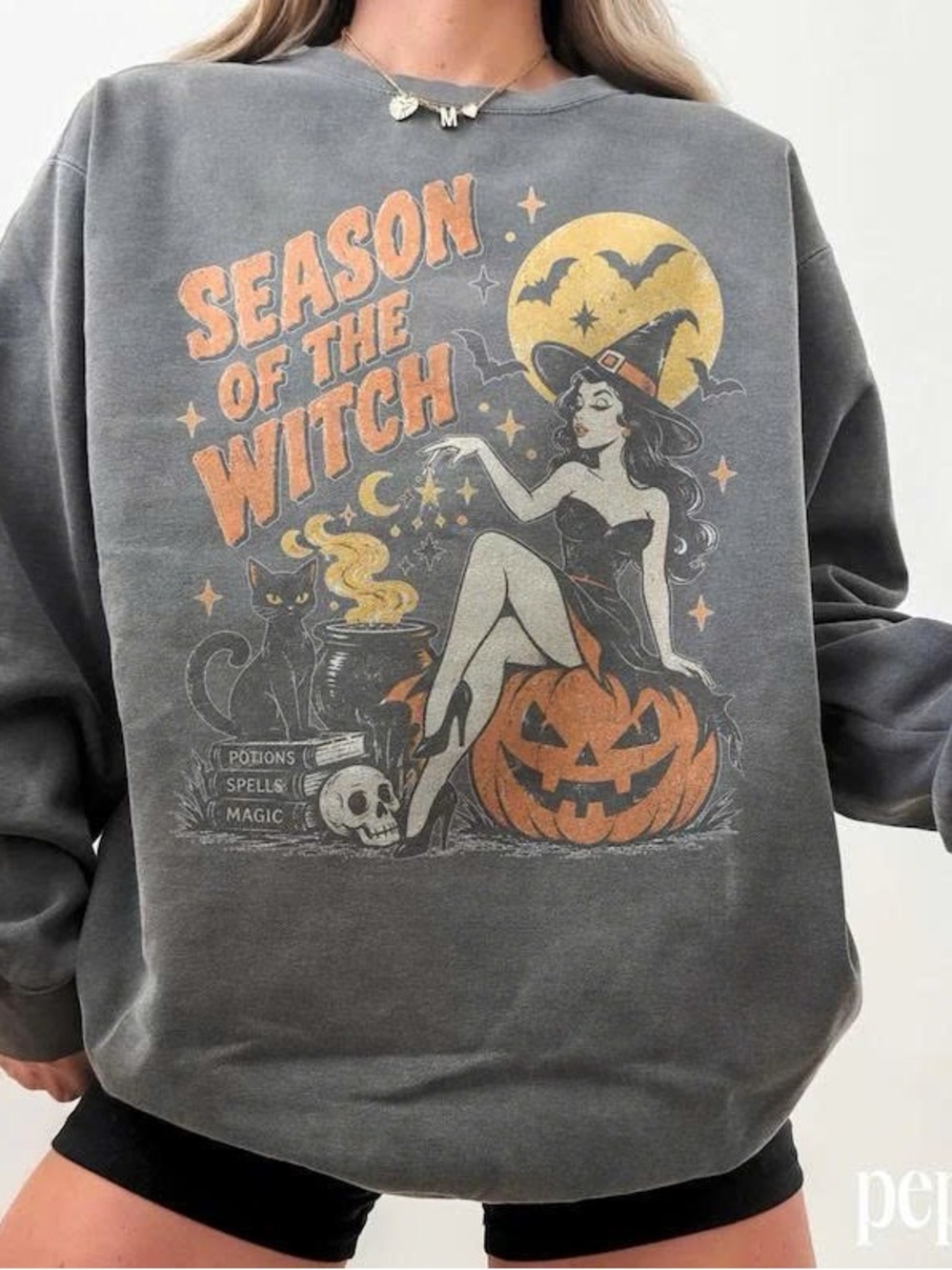 Season of the Witch Graphic Sweatshirt - Charcoal